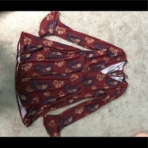 Burgundy long sleeve dress